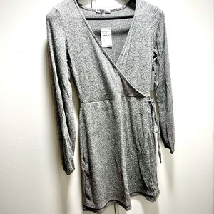 Grey jersey wrap mini dress